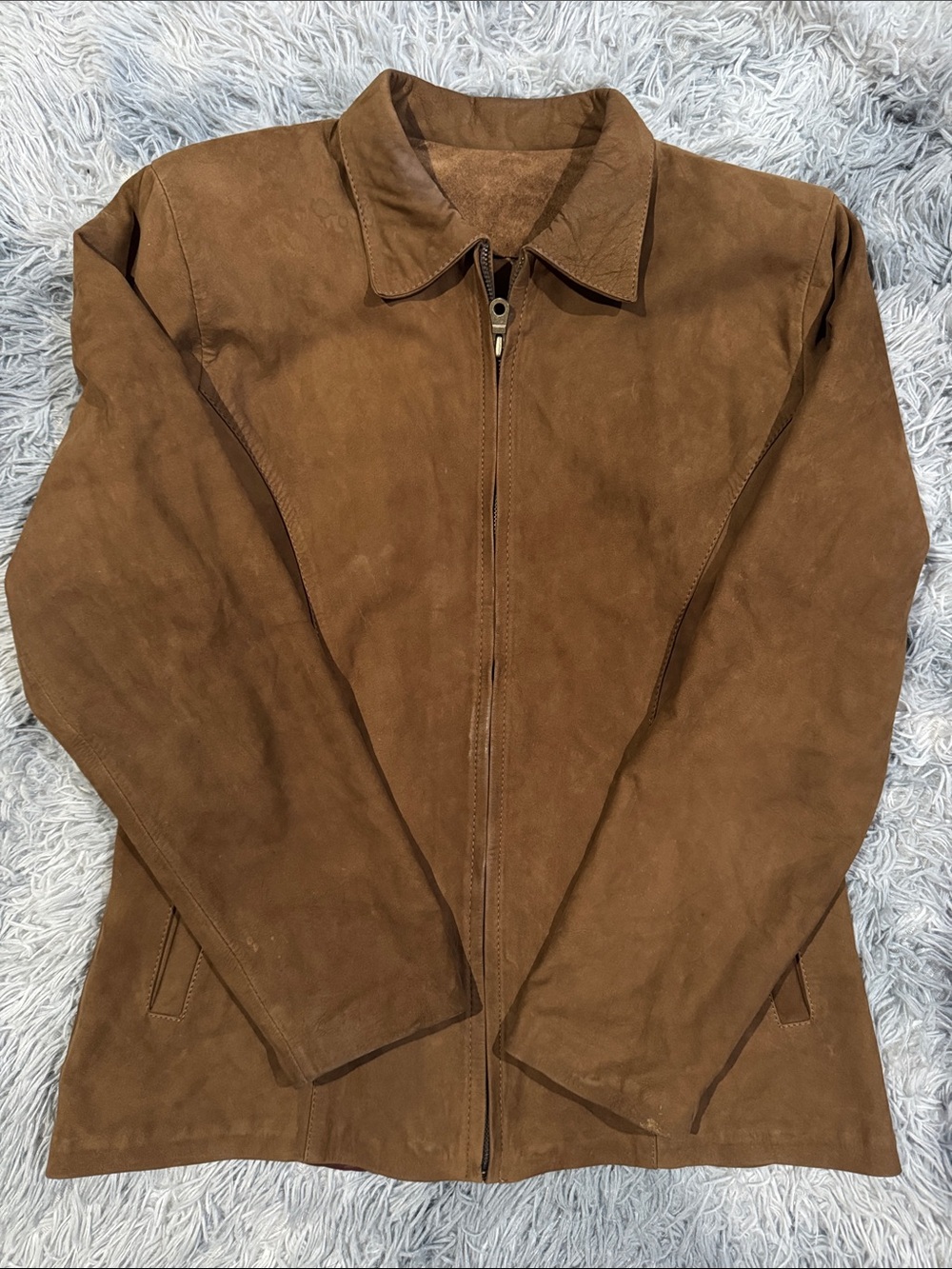 Women's Brown Suede Zip-Front Bomber Jacket